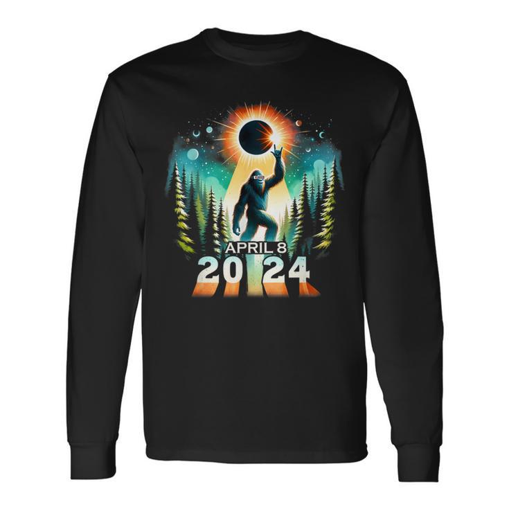 Total Solar Eclipse April 8 2024 Bigfoot Sasquatch Long Sleeve T-Shirt Gifts ideas