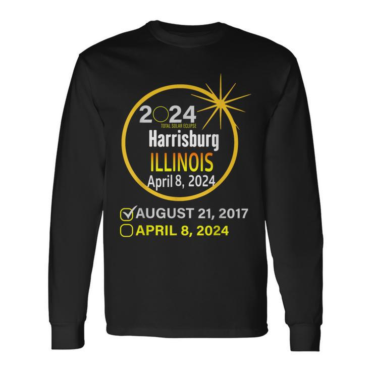 Total Solar Eclipse April 8 2024 Illinois Harrisburg Long Sleeve T-Shirt