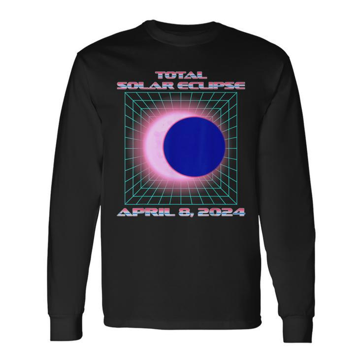 Total Solar Eclipse April 8 2024 Vaporwave Retro Totality Long Sleeve T-Shirt