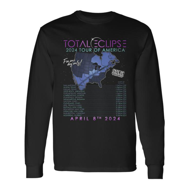 Total Solar Eclipse April 8Th 2024 Tour Of America Long Sleeve T-Shirt