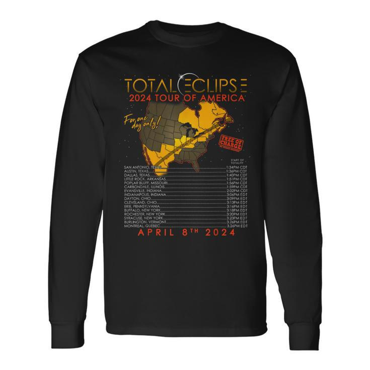 Total Solar Eclipse April 8Th 2024 Tour Of America Long Sleeve T-Shirt