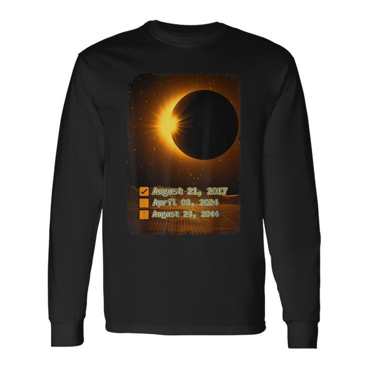 Total Solar Eclipse Check List 8Th April 2024 Long Sleeve T-Shirt