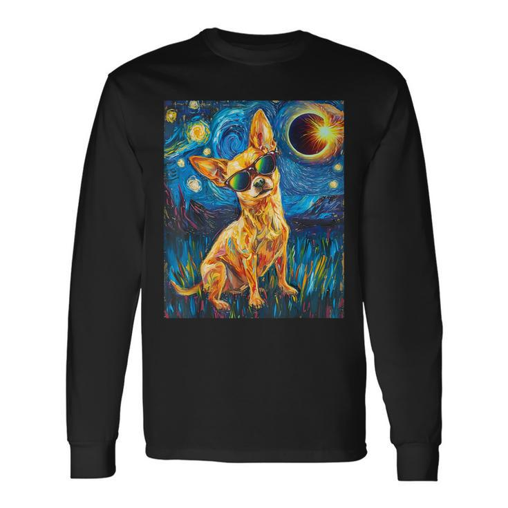Total Solar Eclipse Chihuahua Dog Long Sleeve T-Shirt