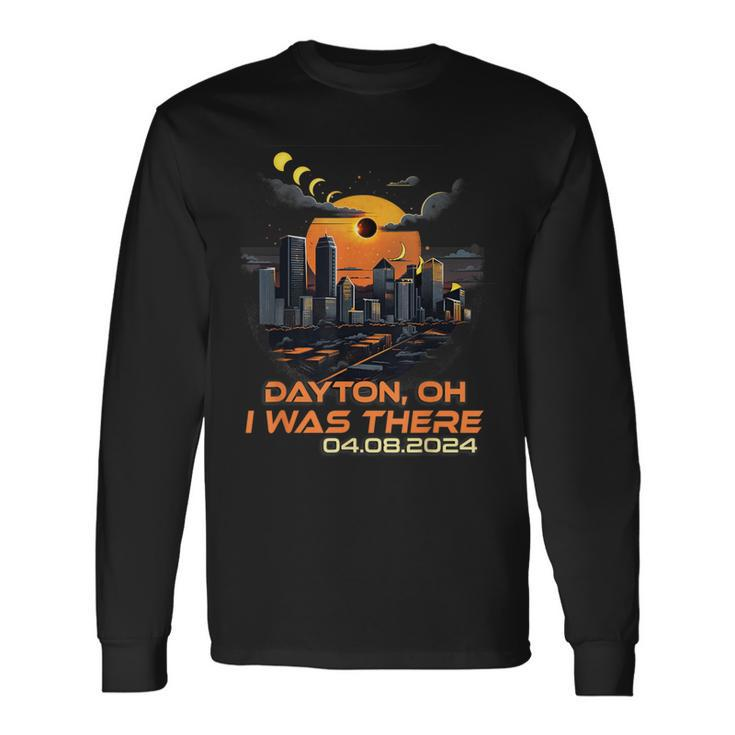 Total Solar Eclipse Cityscape Dayton Ohio Oh Long Sleeve T-Shirt