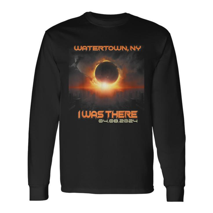 Total Solar Eclipse Cityscape Watertown New York Ny Long Sleeve T-Shirt Gifts ideas