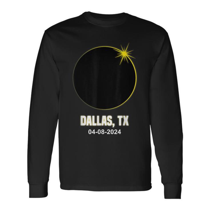 Total Solar Eclipse Dallas 2024 Texas Dallas Eclipse Long Sleeve T-Shirt