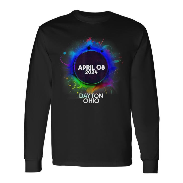 Total Solar Eclipse Dayton Ohio 2024 Colorufl Totality Long Sleeve T-Shirt Gifts ideas