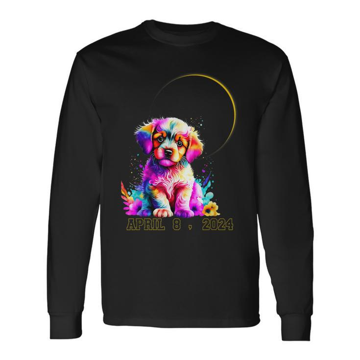 Total Solar Eclipse Dog 2024 Totality Spring April 4 2024 Long Sleeve T-Shirt