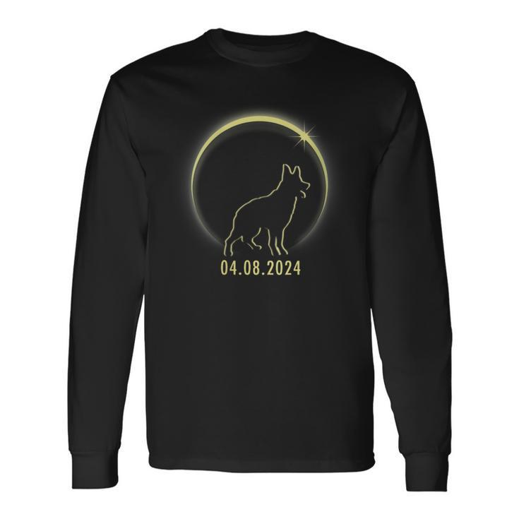 Total Solar Eclipse German Shepherd Lover April 8 2024 Long Sleeve T-Shirt