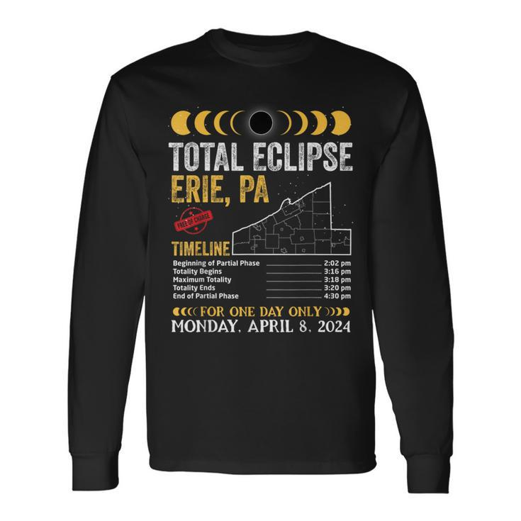 Total Solar Eclipse Path 2024 Erie Pennsylvania Pa Totality Long Sleeve T-Shirt