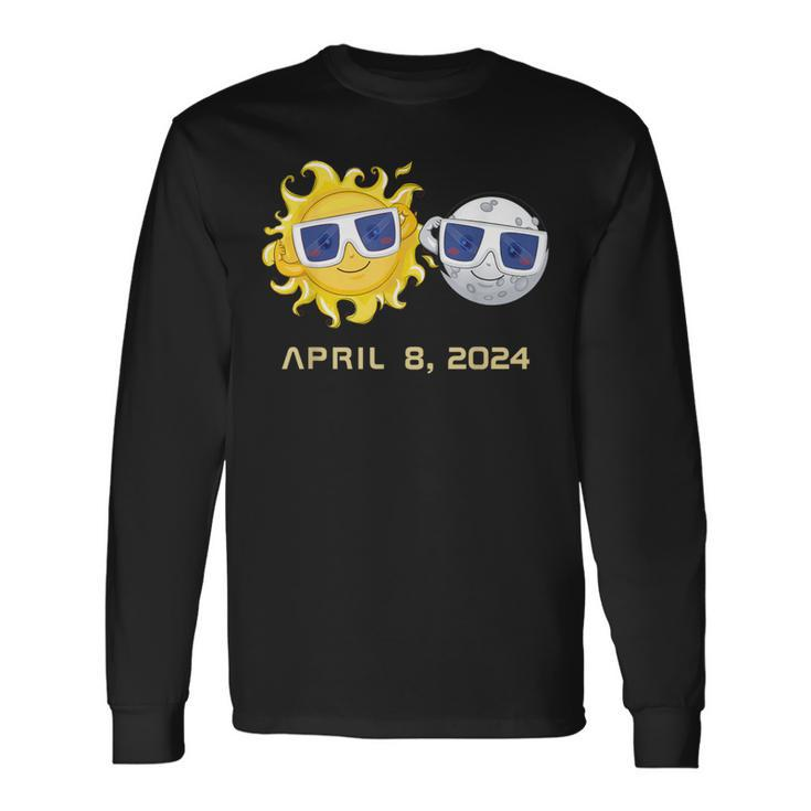Total Solar Eclipse Sun And Moon 8 April 2024 Long Sleeve T-Shirt
