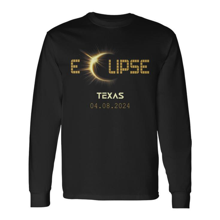 Total Solar Eclipse Texas Totality Usa April 8Th 2024 Texas Long Sleeve T-Shirt