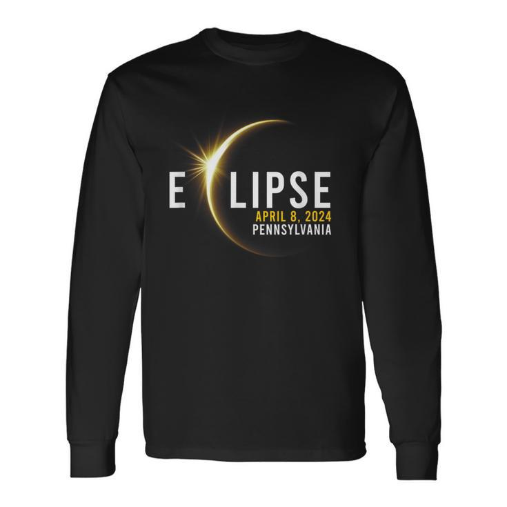 Totality 04 08 24 Total Solar Eclipse 2024 Pennsylvania Long Sleeve T-Shirt