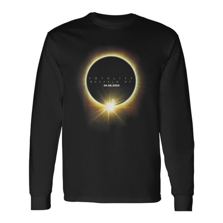Totality Solar Eclipse 2024 Seen From Buffalo New York Long Sleeve T-Shirt