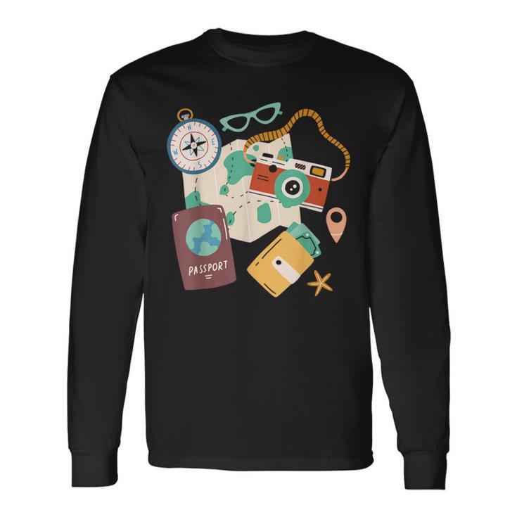 Tourist Holidays Costume Camera Passport Traveling Vacation Long Sleeve T-Shirt Gifts ideas