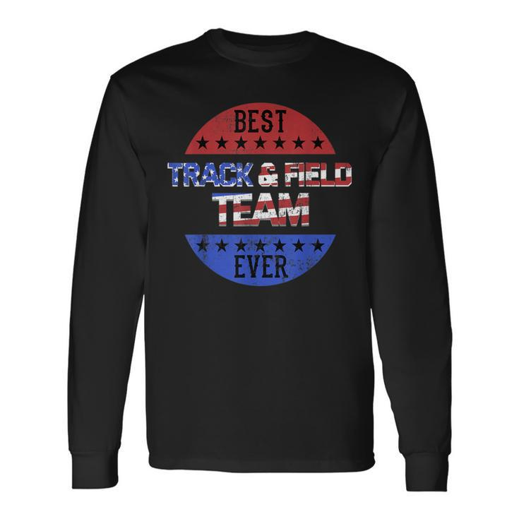Track And Field Team Independence Day Patriotic Usa Flag Long Sleeve T-Shirt