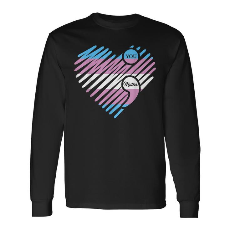 Transgender Heart Pride Flag Lgbtq Inspirational Lgbt Long Sleeve T-Shirt