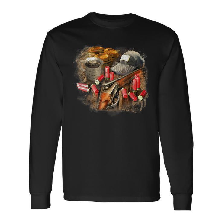 Trap Shooting Clays Skeet Shotgun Hat Ammo Long Sleeve T-Shirt