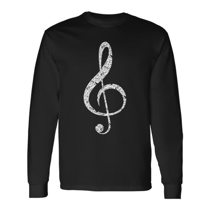 Treble Clef Orchestra Musical Instruments Vintage Music Long Sleeve T-Shirt