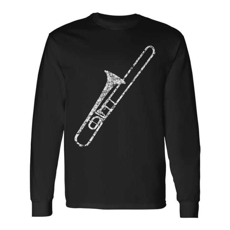 Trombone Vintage White Trombonist Long Sleeve T-Shirt