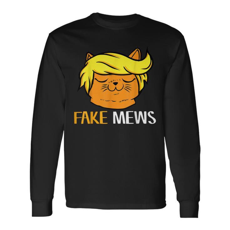 Trump Hair Cat 45 2020 Fake News Cool Pro Republicans Long Sleeve T-Shirt