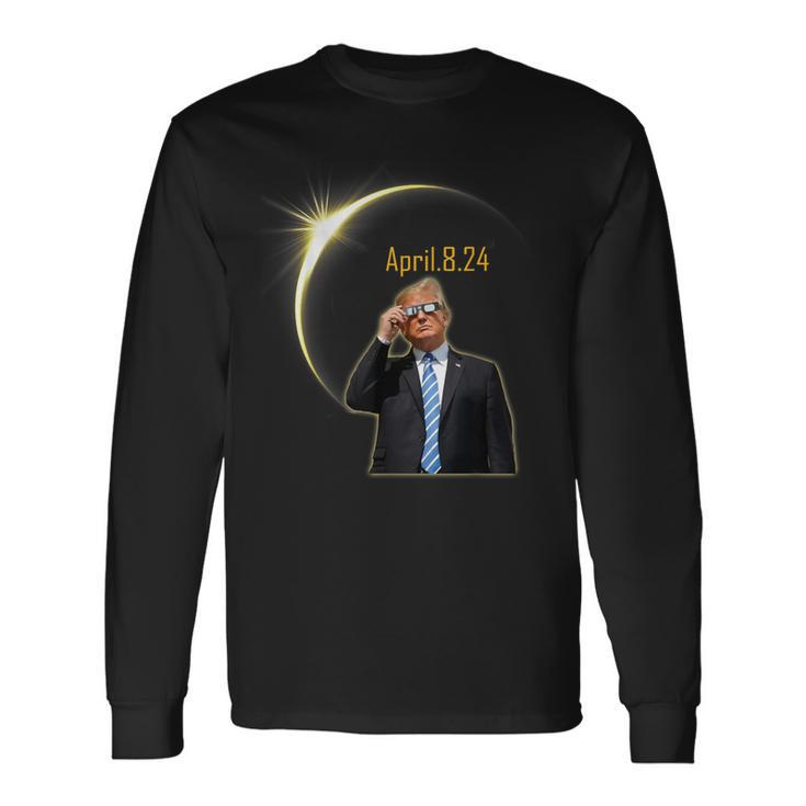 Trump Solar Eclipse 2024 Total Solar Eclipse 40824 Long Sleeve T-Shirt Gifts ideas