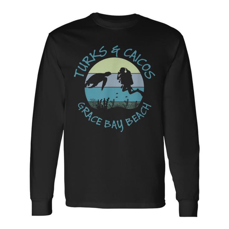 Turks And Caicos Grace Bay Beach Sunny Summer Caribbean Sea Long Sleeve T-Shirt