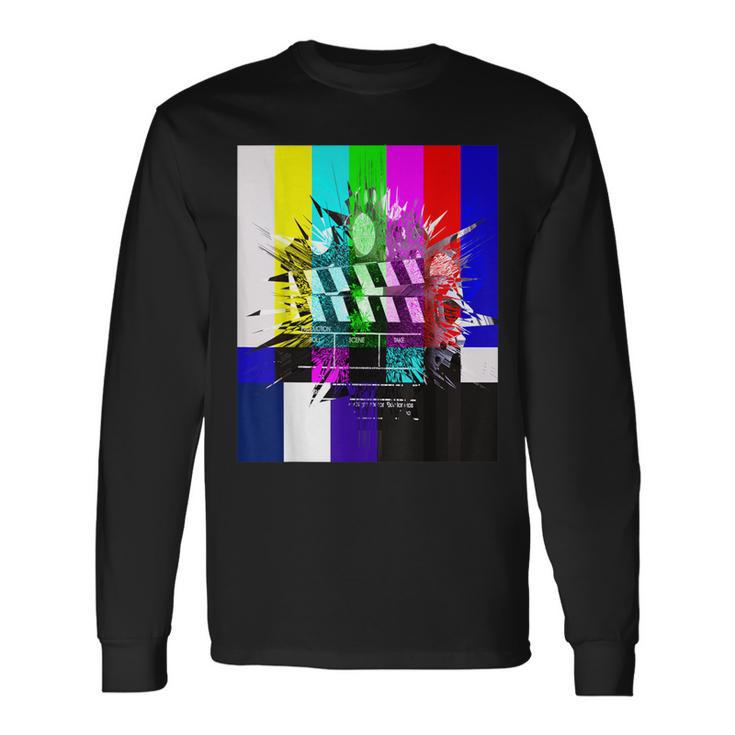 Tv Test Pattern Color Bars Tv Static And Vintage Tv Long Sleeve T-Shirt