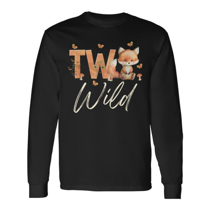 Two Wild Fox Woodland Animal 2Nd Birthday 2 Year Old Long Sleeve T-Shirt Gifts ideas