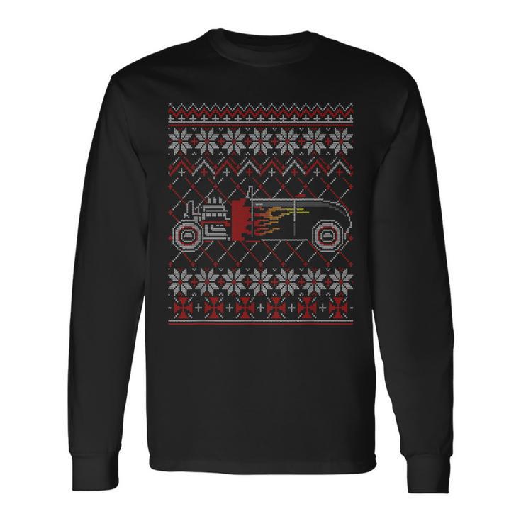 Ugly Christmas Sweater Fancy Cars Christmas Hot-Rod Racing Long Sleeve T-Shirt