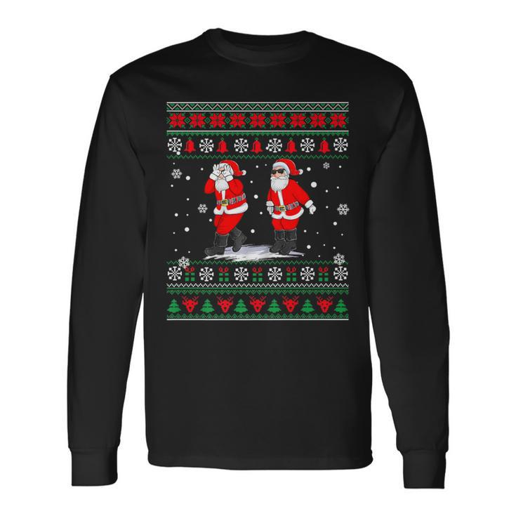 Ugly Sweater Christmas Santa Claus Griddy Dance Christmas Long Sleeve T-Shirt
