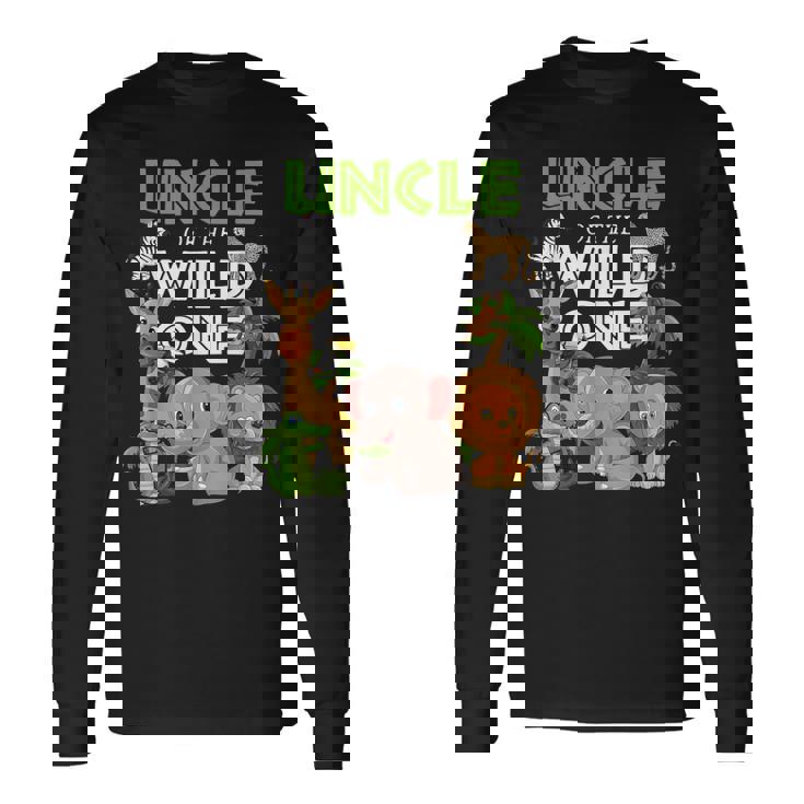 Uncle Of The Wild One Zoo Birthday Safari Jungle Animal Long Sleeve T-Shirt