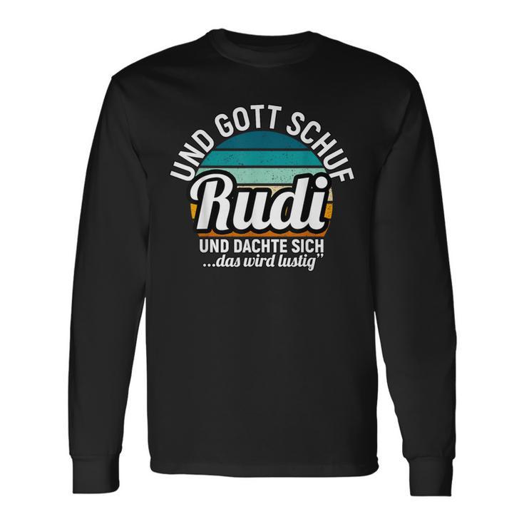 Und Gott Schuf Rudi Langarmshirts, Cooles Spruch-Langarmshirts in Schwarz Geschenkideen