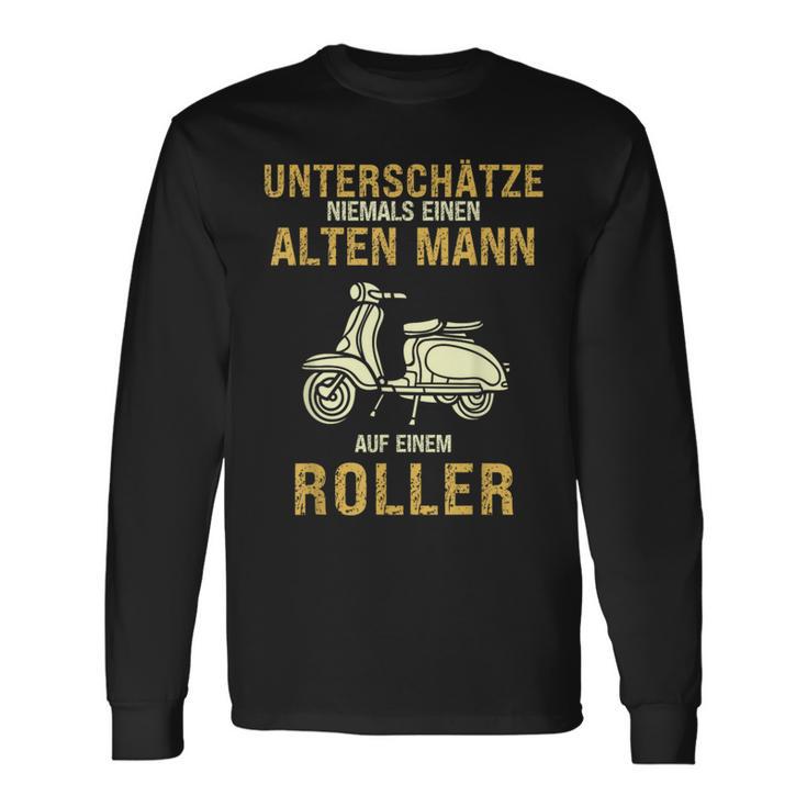 Underschätze Niemal Alten Mann Scooter Grandpa Dad S Langarmshirts Geschenkideen