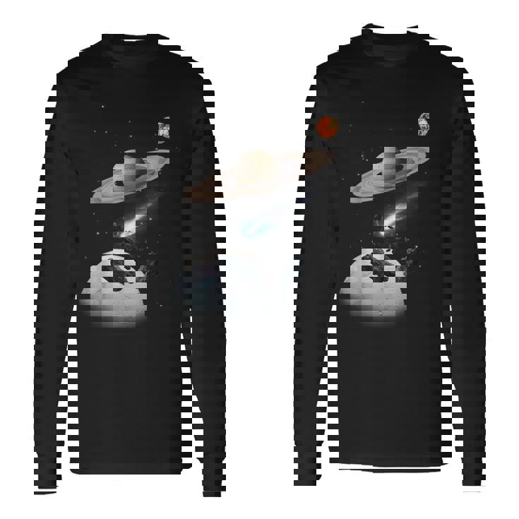 Universo Espacio Motivo Planeta Sistema Solar Sol Galaxia Camiseta de manga larga