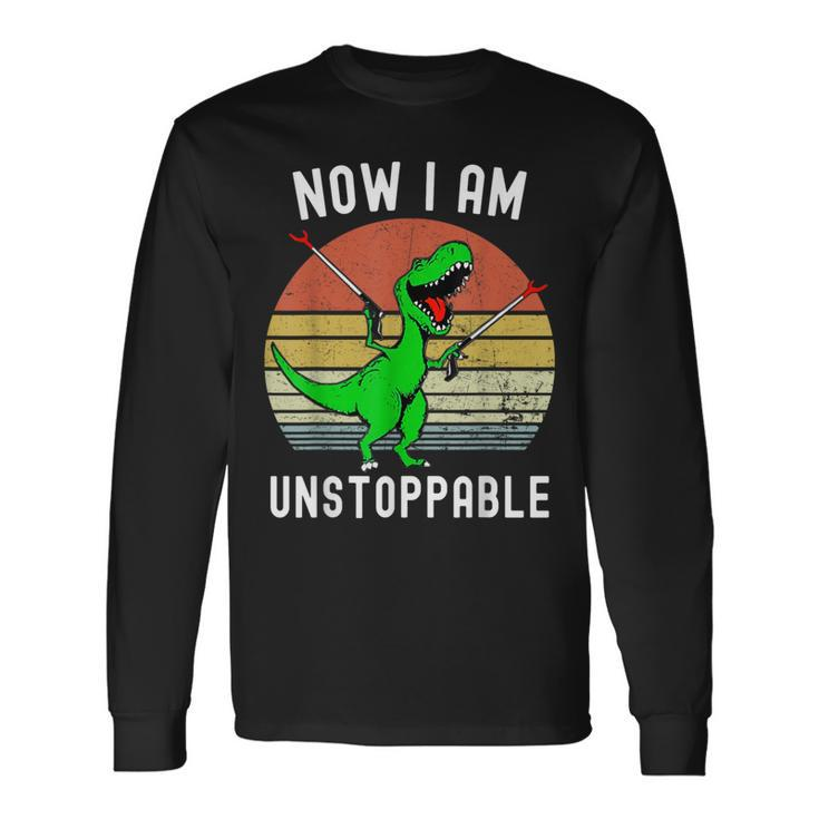 Now I Am Unstoppable Trex T-Rex Retro Vintage Long Sleeve T-Shirt