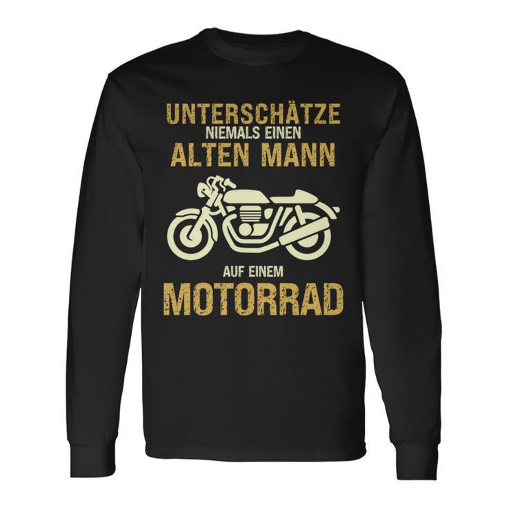 Unterschätze Niemals Alten Mann Motorrad Opa Papa Geschenk Langarmshirts Geschenkideen