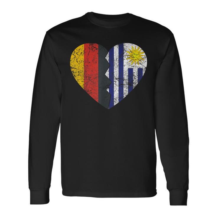 Uruguayische Deutsche Flagge Herz Deutschland Uruguay Flagge Wurzeln Langarmshirts Geschenkideen