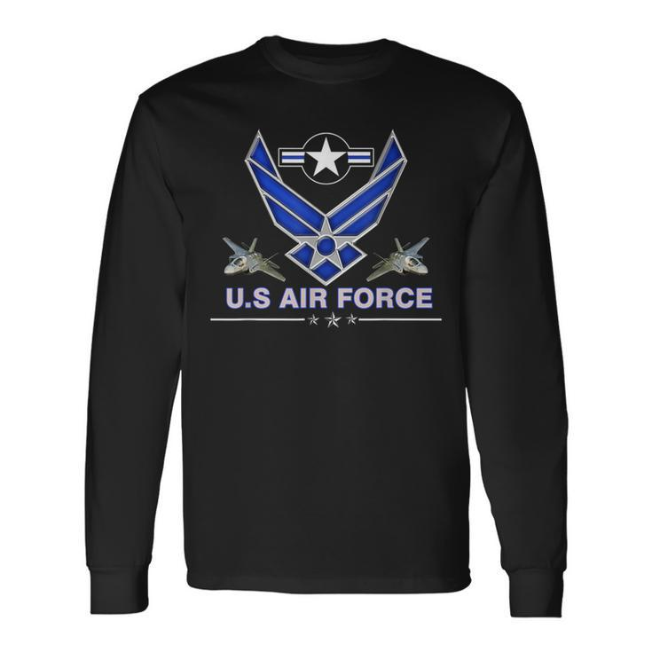 Us Air Force Logo Proud Air Force Veteran Military Long Sleeve T-Shirt