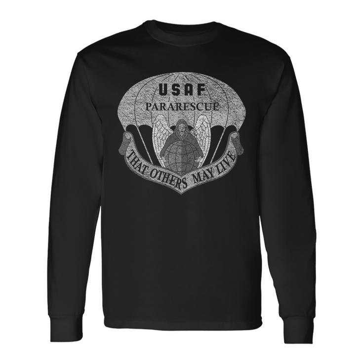 Us Air Force Usaf Pararescue Pj Rescue Medic Recovery Long Sleeve T-Shirt
