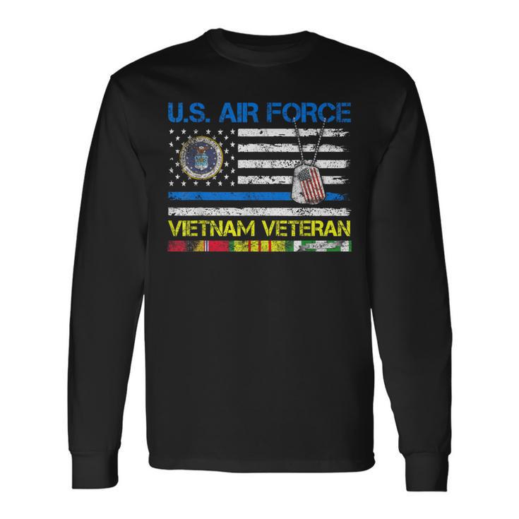 US Air Force Vietnam Veteran Usaf Veteran Flag Vintage Long Sleeve T-Shirt