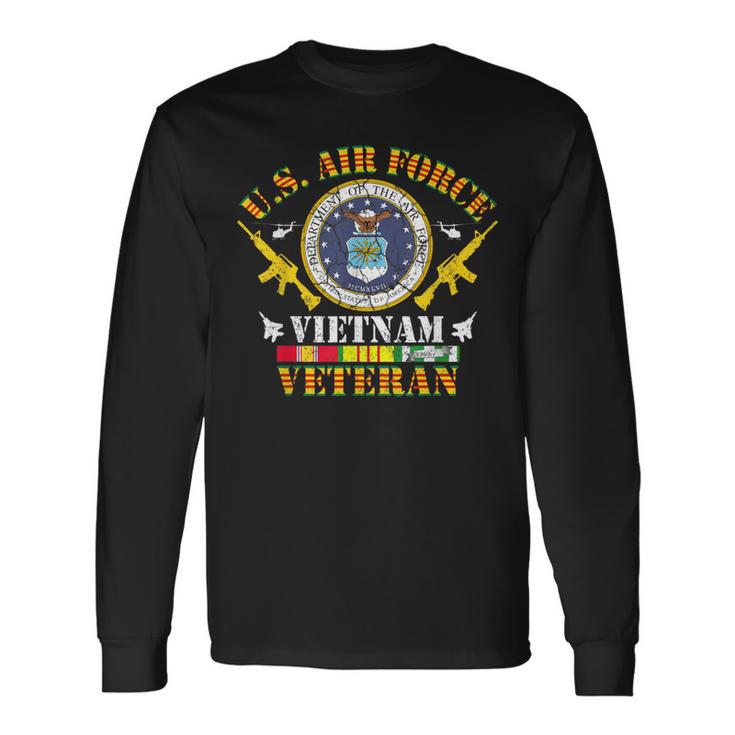 Us Air Force Vietnam Veteran Vintage Flag Veterans Day Mens Long Sleeve T-Shirt