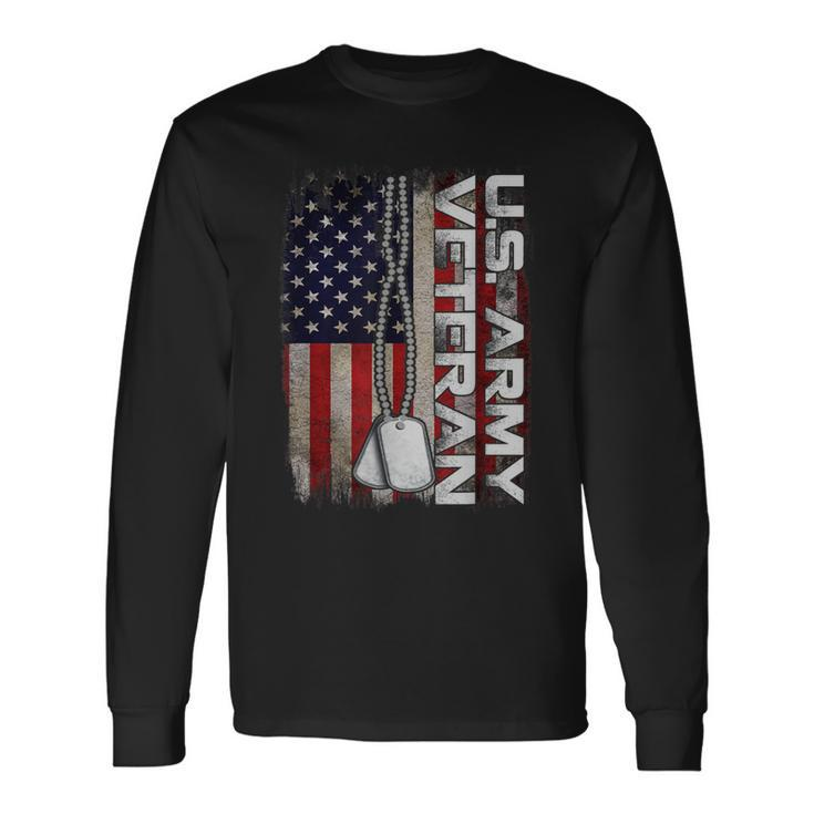 Us Army Veteran America Flag Vintage Army Veteran Long Sleeve T-Shirt Gifts ideas