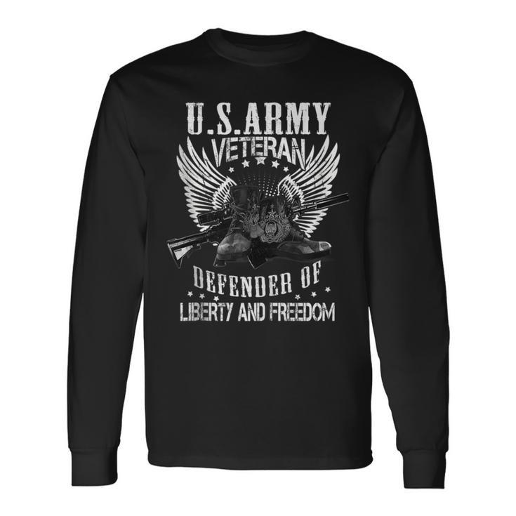 Us Army Veteran Defender Of Liberty Proud Us Army Veteran Long Sleeve T-Shirt