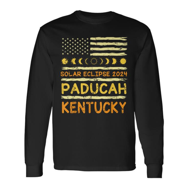Us Flag America Total Solar Eclipse 2024 In Paducah Kentucky Long Sleeve T-Shirt Gifts ideas