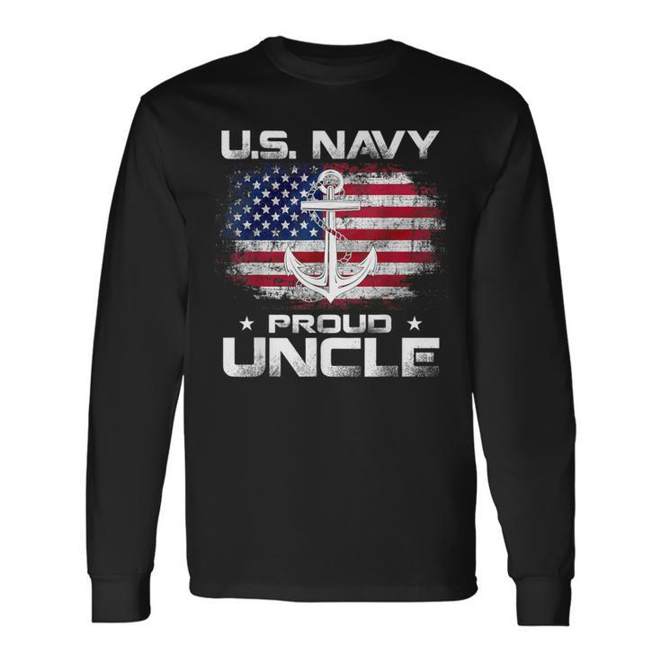 Us Navy Proud Uncle With American Flag Veteran Day Long Sleeve T-Shirt