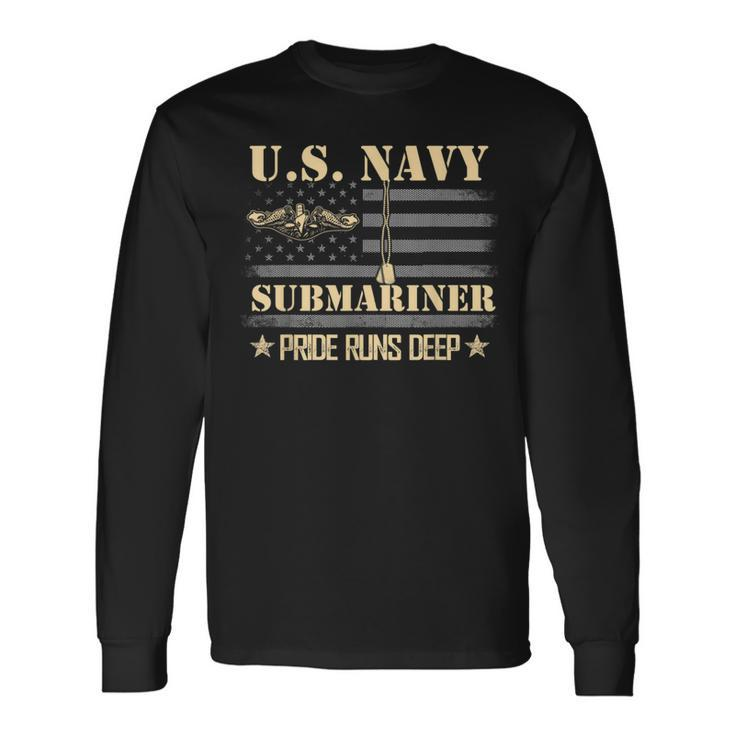Us Navy Submariner Pride Runs Deep Sub Veteran Long Sleeve T-Shirt