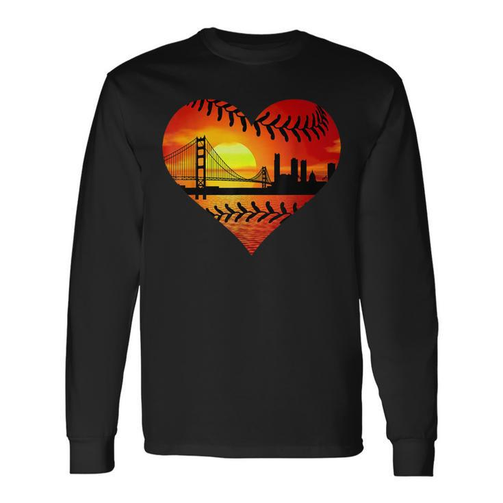 Us San Francisco Baseball Patriotic Baseball Vintage Heart Long Sleeve T-Shirt