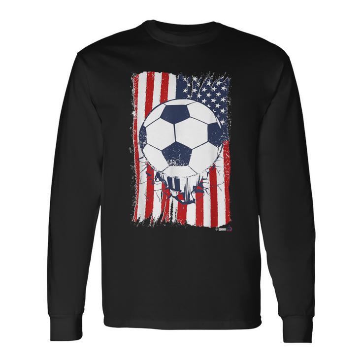 Us Soccerball Usa Flag Football Long Sleeve T-Shirt