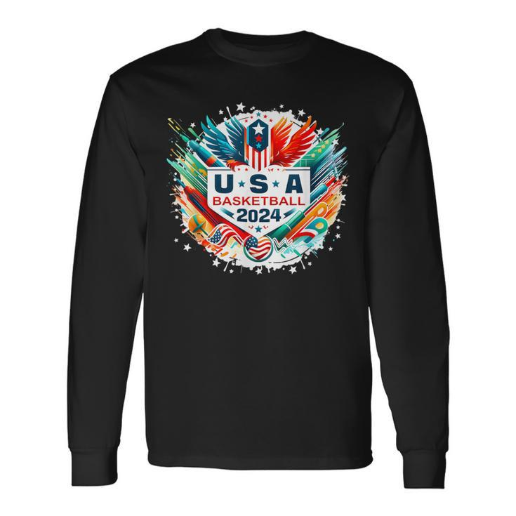 Usa 2024 United States Basketball American Sport 2024 Usa Long Sleeve T-Shirt